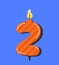 Numbered birthday candle 2 vector concept