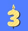 Numbered birthday candle 3 vector concept