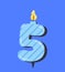 Numbered birthday candle 5 vector concept