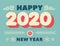 Numbers 2020 Christmas New Year lettering clip art, isolated print. Handwritten Vintage poster or greeting card. Vector Happy New