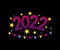Numbers 2022 with stars and garland. Disco New Years logo