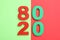 Numbers 80 and 20 on color background. Pareto principle concept