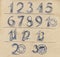 Numbers characters decorated with floral ornament