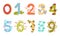 Numbers in Childish Style with Animals and Insects Attached to Each Numeral Vector Set