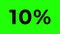Numbers Counting in Percentage from 0 to 10 Percent on Green Background