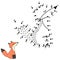 Numbers game for children - dot to dot activity. Cute fox