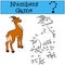 Numbers game with contour. Little cute antelope.