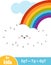 Numbers game, dot to dot game for children, Rainbow and clouds