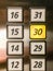 Numbers on the lift button close up