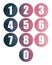 Numbers modern purple pink web icons isolated numerical vectors