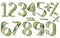 Numbers, percent and mathematical signs from dollars