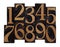 Numbers in vintage wood letterpress types