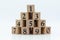 Numbers of wood blocks begin 1 to 9. Image use for sort number, learning education concept