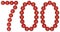 Numeral 700, seven hundred, from decorative balls, isolated on w