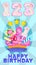 Numeral candles on the cake at the celebration for baby\'s birthday and sweet cupcake vector set illustration