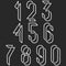 Numerical symbols line monogram numbers, mockup black and white mathematics numerals for hipster poster