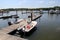 Numerous boats moored at the well kept piers, The Wharf, Alabama, 2018