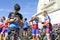 Numerous cyclists who climbed Mount Ventoux bike celebrate their