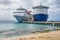 Numerous tourist leaving two cruise ships in the Grand Turk, Turks and Caicos