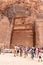 Numerous tourists explore tourist place in Nabatean Kingdom of Petra in Wadi Musa city in Jordan