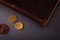 Numismatics. Old collectible coins on the table.