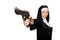 Nun with handgun isolated