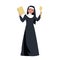 Nun holds a book of recipes for lean dishes. Sister of Mercy. religious fasting in food. vector illustration