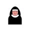 Nun icon contour style. Catholic Religious woman linear style.