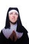 The nun isolated on the white background