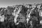 Nunnery inside volcanic rock landscape at Goreme - Cappadocia, T