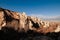 Nunnery inside volcanic rock landscape at Goreme - Cappadocia, T