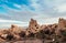 Nunnery inside volcanic rock landscape at Goreme Open air museum,