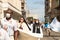 Nuns and Catholic faithful participate in the corpus christi procession in the streets of Pelourinho, Salvador, Bahia