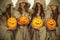 Nuns with halloween pumpkins