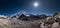 Nuptse or Nubtse mountain 7861m panorama shot with Khumbu Glacier on the foreground, Gorakshep. Khumbu Glacier is the world`s