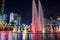 Nur-Sultan, Kazakhstan, August 2019, Fountains with lighting on the background