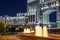 Nur-Sultan, Kazakhstan, August 2019, Fountains with lighting on the background