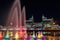 Nur-Sultan, Kazakhstan, August 2019, Fountains with lighting on the background