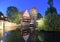 Nuremberg cityscape at night. View on Weinstadel and Wasserturm in old city Nuremberg, Germany