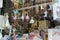 Nuremberg, Germany - August 29, 2018: Signboards and store windows on city streets on a sunny day