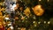 Nuremberg, Germany - December 1, 2018: Beautifully decorated Christmas tree with large gold balls, stars, garlands and