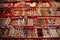 NUREMBERG, GERMANY - DECEMBER 23, 2013: A lot of miniature traditional German toys for doll houses. Nuremberg, Germany