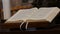 Nuremberg, Germany - December 5, 2018: The catholic priest`s prayer book is on the altar in the church.