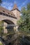 Nuremberg / GERMANY - September 17, 2018: Picturesque view of river Pegnitz in Nuremberg with water reflections