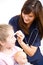 Nurse: Checking Child`s Ears