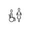 Nurse and disabled patient line icon