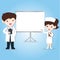 Nurse and doctor with plain white board