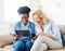 nurse doctor senior care caregiver help tablet technology retirement home nursing elderly woman health support african