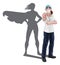 Nurse Doctor Woman Super Hero Shadow Pointing