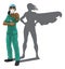 Nurse Doctor Woman Super Hero Shadow Pointing